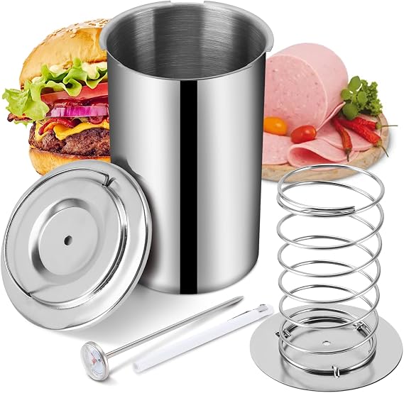 Meat Press Mold for Deli Meats, Ham Maker Meat Press Tool with a Thermometer, Stainless Steel Pressure Lunch Meat Press Maker