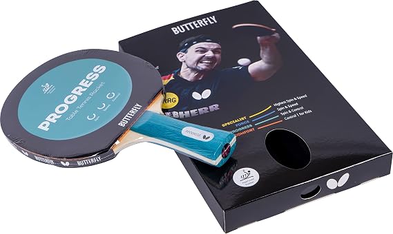 Butterfly Progress Table Tennis Bat, Black/Red