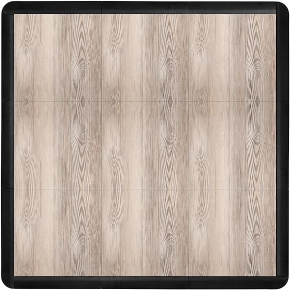 Flooring Inc's 3/8" Thick Interlocking Lightweight Plastic Practice Dance Floor Kit, Printed Dance Temporary Flooring Over Carpet for Practice and Performance of Countless Dance Styles