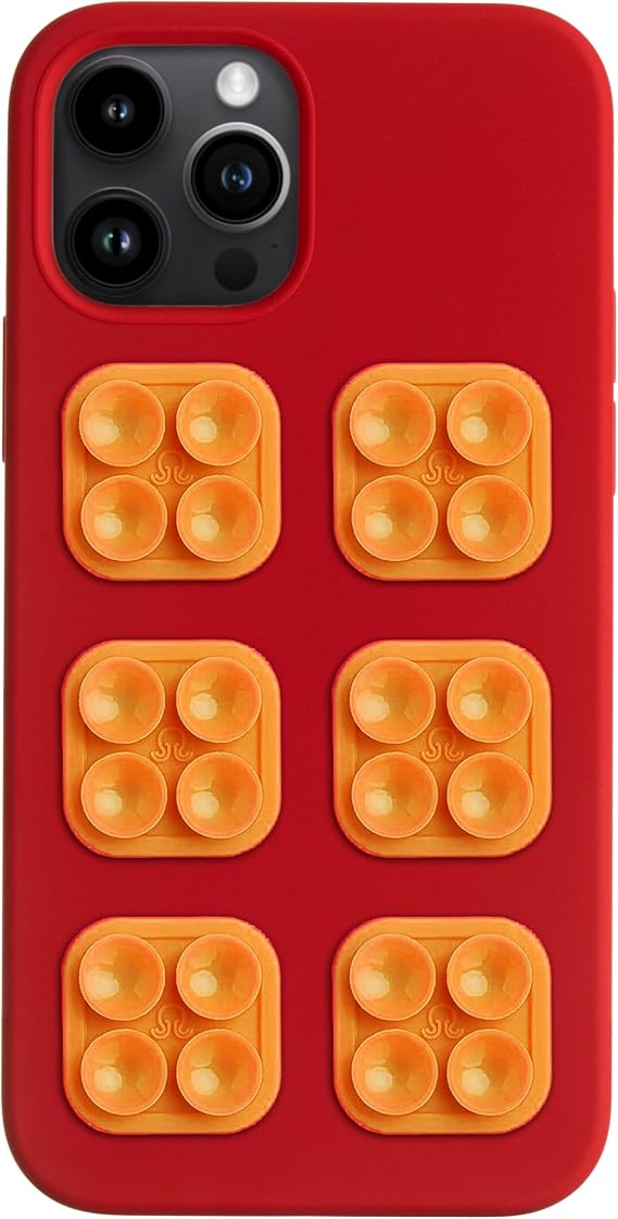 OCTOBUDDY Classic mini - Silicone Suction Phone Case Adhesive Mounts | Hands-Free, Strong Grip Holder for Selfies and Videos - iPhone and Android Compatible - 6 x 1" x 1", Marigold