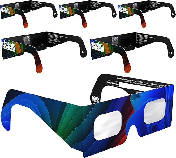Solar Eclipse Glasses ISO 12312-2 & CE Certified – Safe Solar Viewing for Direct Sun & August 2026 Eclipse | Paper Cardboard Frame, Made in EU | For Kids & Adults
