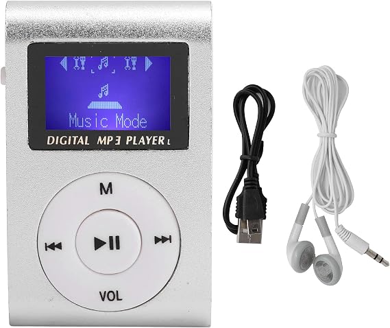 Mp3 Player, MP3 Music Player with Headphone and USB Cable, Back Clip Lossless Sound Music Player for Kids Adults, Support up to 32GB(Silver)