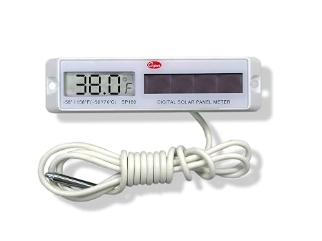 Cooper-Atkins SP160-01-8 Digital Panel Thermometer with White Rectangular Solar Powered,58/158 F Temperature Range