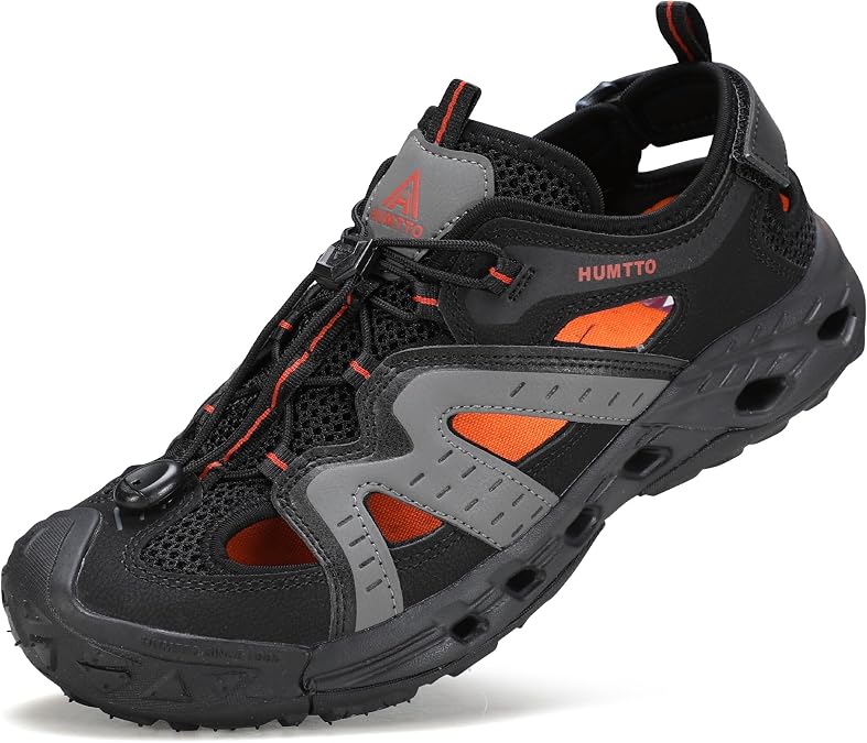 HUMTTO Men's Amphibious Closed Toe Hiking Sandals,Quick-Dry Water Shoes