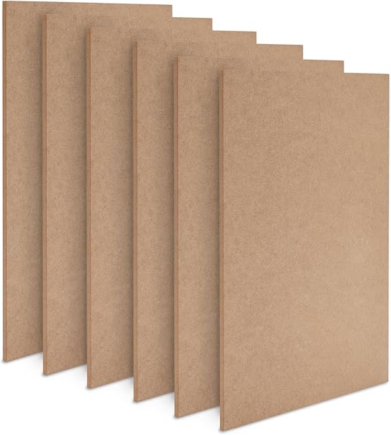 Bright Creations 6 Pack 11x14 MDF Wood Chipboard Sheets - 1/4 Inch Thick Chip Boards for Crafts, DIY Projects, Engraving, Painting, Customizable Hardboard - MDF Wood Board