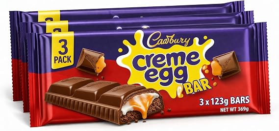 3 Pack Cadbury Creme Egg Chocolate Bar Bundle 123g Fun Easter Perfect For Easter Egg Hunt Great Gift For Kids & Adults School Offices