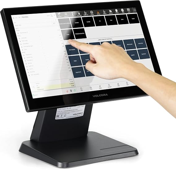 Volcora Retail and Restaurant POS Terminal Machine for Small Business, Point of Sale Cash Register with Windows 11 Professional, 15.6 Touch Screen, Black, Hardware Only