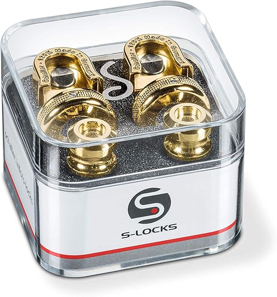 Schaller S Locks Guitar Strap Locks and Buttons (Pair) Gold
