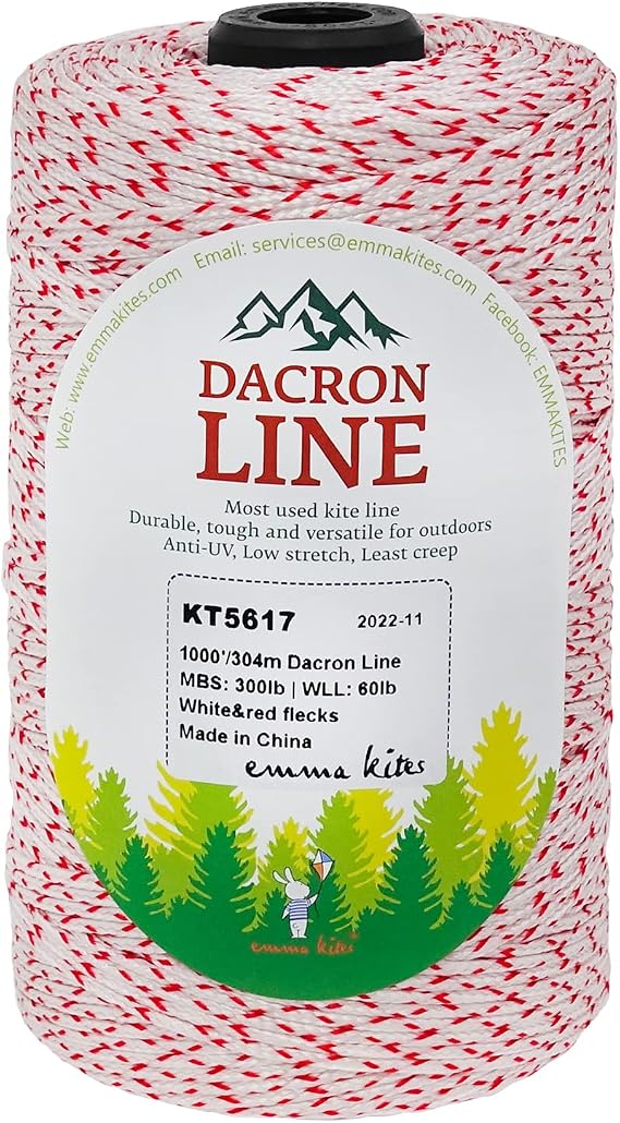 emma kites 300Lbs 1000Ft Braided Dacron Polyester String Cord Spool Kite Line for Large Kite Flying Outdoor Tactical Craft Low Stretch Heavy Duty