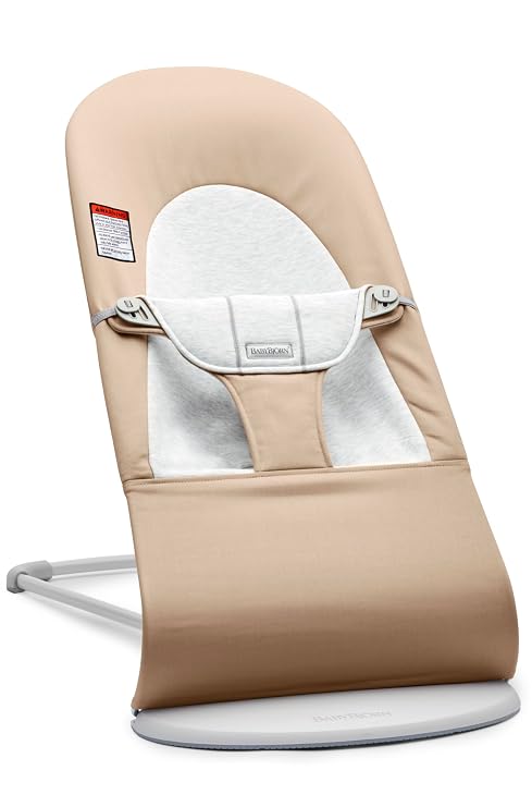 BabyBjorn Bouncer Balance Soft, Beige/Gray, Woven/Jersey | 2-in-1 Adjustable Baby Bouncer Seat and Toddler Chair, Newborn to Toddler (8-29 lbs), 4 Positions, Lightweight & Portable