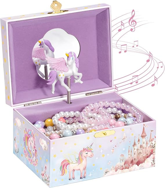 ProCase Musical Unicorn Jewelry Box for Girls, Spinning Unicorn (Box Only)