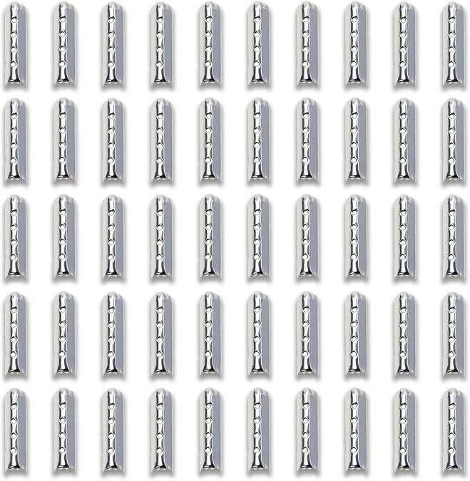 50PCS Shoelace Bullet Metal Ends, Silver Aglets for Shoelaces Repair, Metal Shoe Lace Tips Replacement for Paracord Hoodies Sneakers Canvas Shoestrings