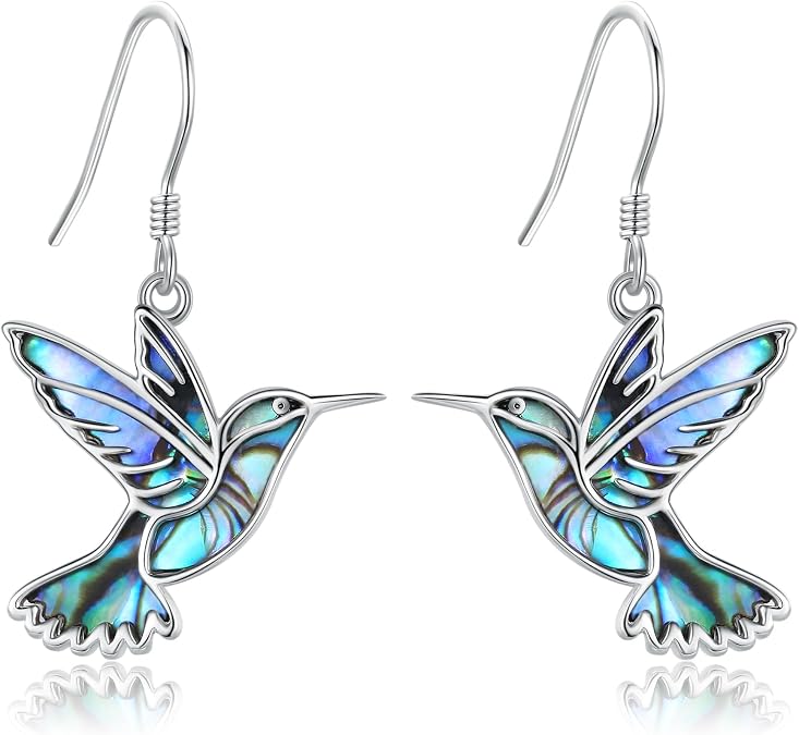 Hummingbird Earrings 925 Sterling Silver Bird Dangle Earrings Hummingbird Jewelry Gifts for Women Mom Hummingbirds Lovers