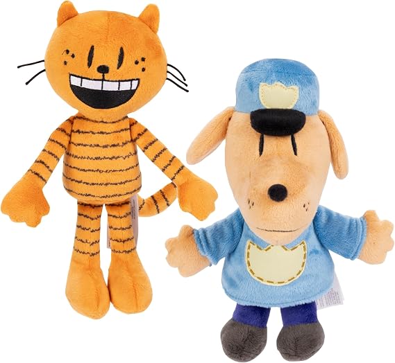 JAKKS Pacific Dog Man Movie Plush - Dog Man and Petey Plush 2-Pack, Collect All Dogman Plush, Based on The Dog Man Movie, for Kids Ages 4 Years and Up