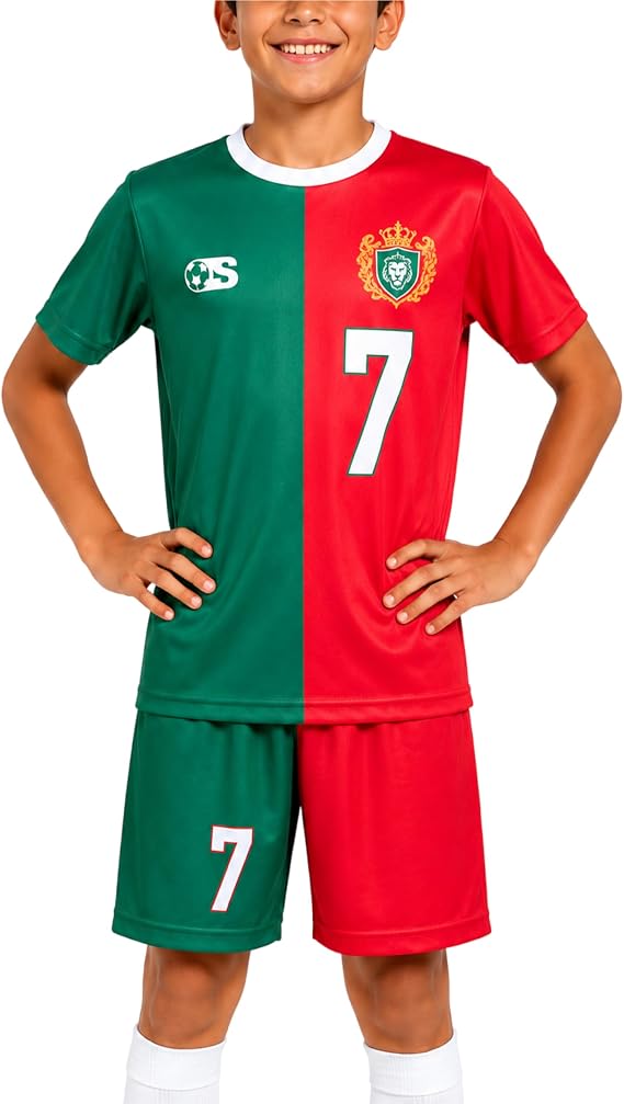 Quad Seven Boys 2 Piece Soccer Jersey Shirt and Athletic Shorts Set