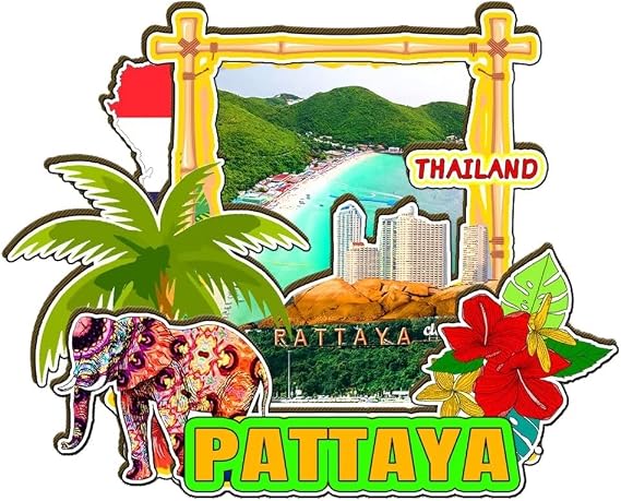 Pattaya Thailand Magnet Fridge Magnet Wooden 3D Landmarks Travel Collectible Souvenirs Decoration Handmade-2