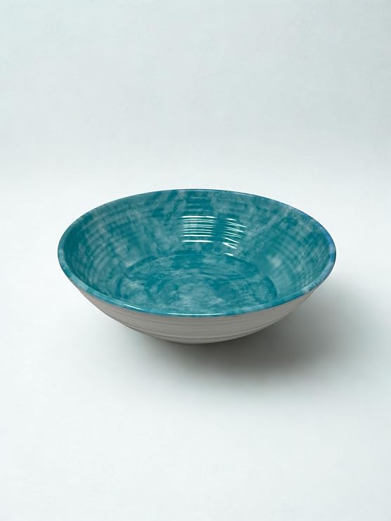 12" Melamine Bowl Ribbed Turquoise - 6pc