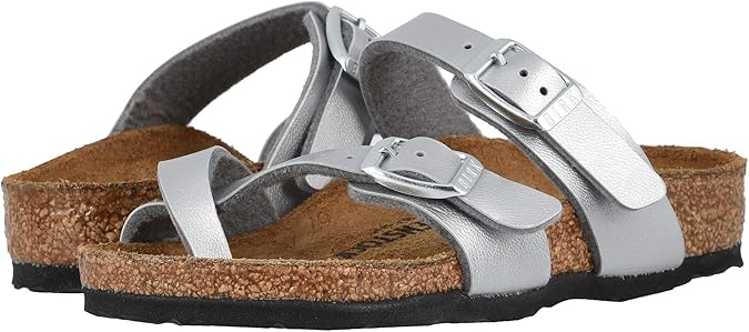 Birkenstock Mayari Kids Sandal, Silver Birko-flor, 3-3.5 Narrow Little Kid
