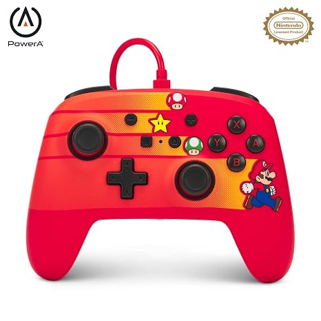 PowerA Enhanced Wired Controller for Nintendo Switch and Oled Model, Advance Gaming Buttons, 3.5mm Stereo Jack and Anti-Friction Rings, Officially Licensed: Speedster Mario