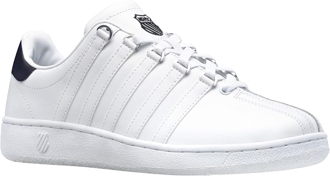 K-Swiss Men's Classic VN Leather Sneaker | Full-grain Leather Upper, Recycled Materials, Wide Width Available, OrthoLite Insole for All-day Comfort, Court Inspired.