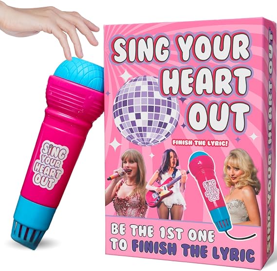 Boxer Gifts Sing Your Heart Out Card Game Fun Party Game for Girls Night, Sabrina Carpenter & Charli XCX Fans - Music Quiz with Echo Microphone