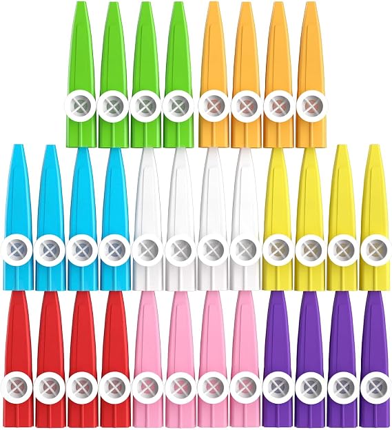 32 pcs 8 Colors Plastic Kazoos Musical Instruments for Party, Early Childhood Education Gifts, Perfect for Fun Gathering & for Over 3 Years Old Kids Gift Price Party Favor Gift Bag Fillers