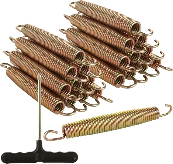 24 PCS Trampoline Springs 7 Inch Heavy-Duty Galvanized Steel Replacement Spring High Tensile Durable Trampoline Parts for Trampoline Spring High Tensile Replacement Kit with T-Hook