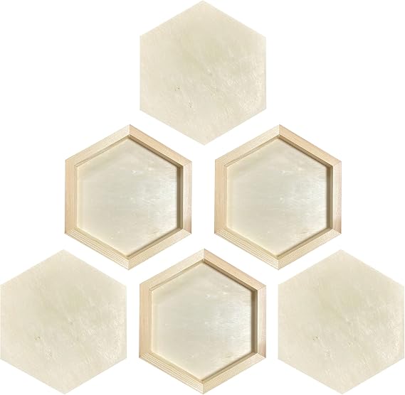Hexagon Wood Canvas for Crafts, Framed Wooden Panel Boards for Painting (8x9 in,6 Pack)