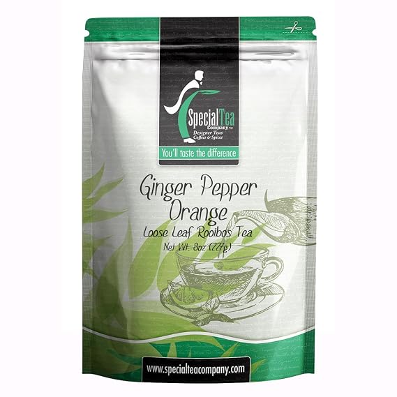 Special Tea Loose Leaf Tea, Ginger Pepper Orange Rooibos, 8 Ounce