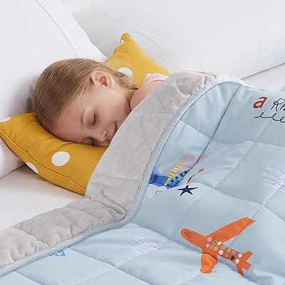 HOSUKKO Weighted Blanket - 5 lbs Cooling Blue Airplane Heavy Blanket - Small Size Breathable Blanket for Hot Sleepers36  48 inches, 5 lbs