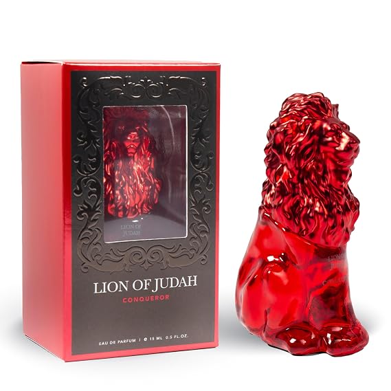 LION OF JUDAH Conqueror - Travel Size Cologne for Men - Long-Lasting EDP Fragrance  in Elegant Lion-Shaped Glass Bottle - Cinnamon,Amber & Vanilla Notes (15ml)