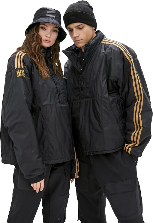 adidas X IVY PARK UNISEX 3-Stripes Padded Windbreaker Jacket, BLACK/MESA, 2XS