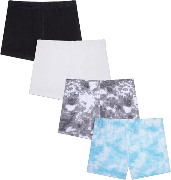Rene Rofe 4 Pack Cotton Cartwheel Play Shorts - Under Dress Bike Shorts for Girls