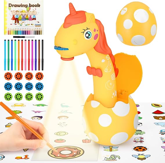 KETIEE Unicorn Drawing Projector Toys for Ages 5-7: Trace and Draw Projector for Kids with Cute Unicorn Look, Smart Art Sketcher Projector with 96 Stencils, Easter Toys for Girls Boys 3+