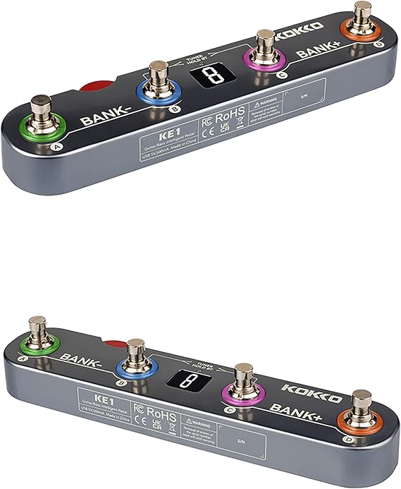 KE1 Multi-Effects Guitar Effects Pedal with 36 Custom Presets, Amp & IR Cabinet Modeling - Portable Multifunctional Processor for Electric Guitar/Bass, Built-in Battery, Mobile Recording