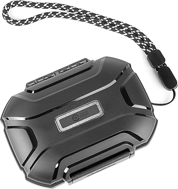 CCZ Taichi Portable IEM Case, Water-Resistant Earbuds Storage Hard Box, Travel Carrying Case for Headphones Compatible with Moondrop CHU II,KZ ZS10 PRO (Black)