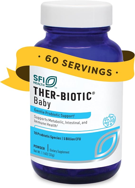 Klaire Labs SFI Health Ther-Biotic Baby Probiotic Powder, 1 oz | Supports Developing Microbiomes & Infant Development, 5 Billion CFU + 10 Strains for Digestive Health and Immune Support