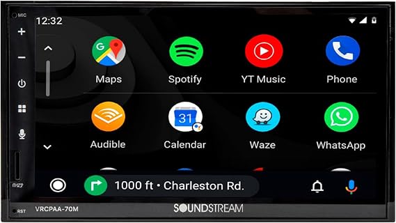 Soundstream VRPCAA-70MW | 7" Wireless Apple CarPlay Double Din Stereo | Touchscreen Car Multimedia Audio Receiver with Android Auto, Bluetooth, USB, Backup Camera Support