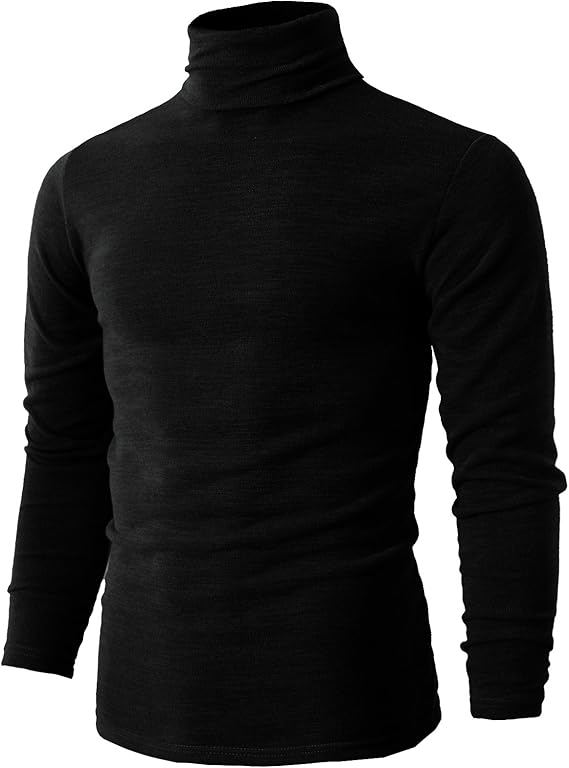 H2H Mens Lightweight Slim Fit Turtleneck Pullover Casual Long Sleeve