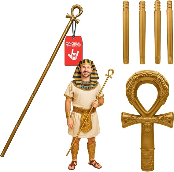 Nicky Bigs Novelties Egyptian Ankh Staff, Gold Pharaoh Costume Accessory