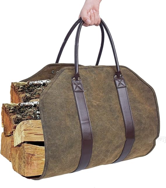 Canvas Firewood Carrier,40''x12'' Log Tote Bag Log Carrier for Firewood Bag Wood Carriers - Water Resistant Firewood Tote Bag and Holder