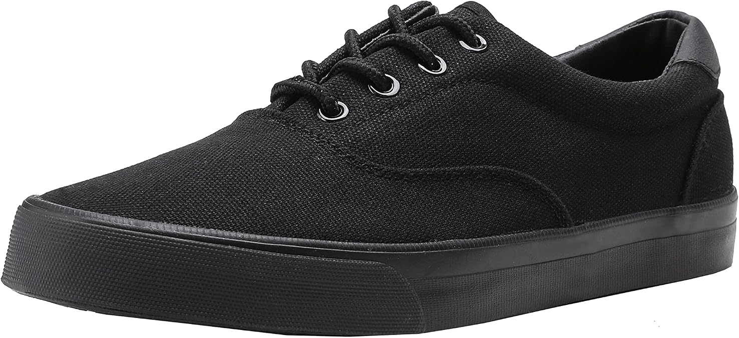 Men's Black Classic Low Top Shoes Canvas Fashion Sneaker with Soft Insole Causal Dress Shoes for Men Comfortable Walking Shoes