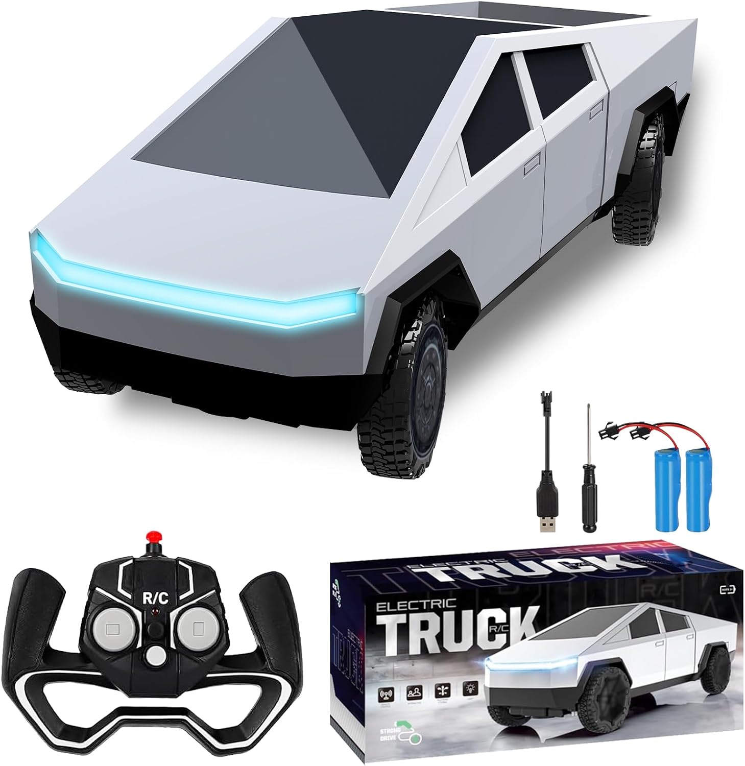 Remote Control Car Truck, 2.4GHz All Terrain High Speed RC Car for Boys Aged 3-8, 8-12, 1:24 Diecast Metal Toy Trucks with Lights, Electric Vehicle Toys for Kids, Gifts for Kids
