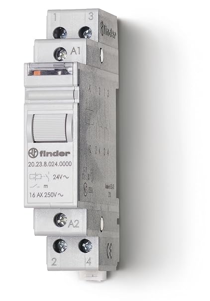 FINDER 20.23.9.012.0000 12V DC Coil, 1NC + 1NO 16A, 2 Step Impulse/Latching Relay, Agni Contact