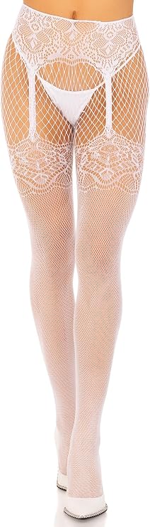 Leg Avenue Women's Fishnet Tights with Faux Garter Belt