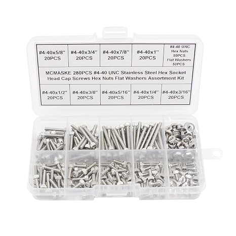 #4-40 UNC 304 SS Knurled Socket Head Cap Screws Nuts & Washers Kit