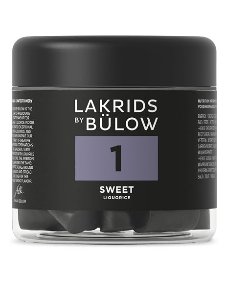 LAKRIDS BY BÜLOW - 1 - Sweet - 150g - Vegan Gourmet Licorice from Denmark - Gluten Free & No Gelatin - Tin Made from 100% Recycled PET
