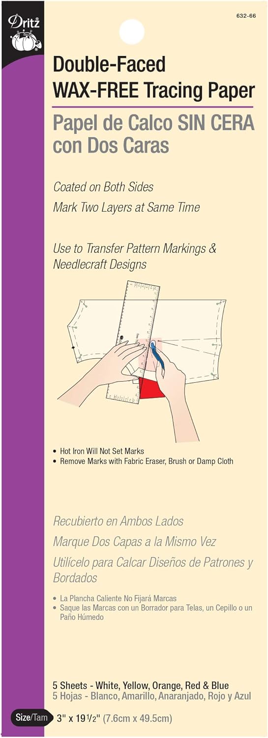 Dritz Double-Faced & Wax Free Tracing Paper, 5 Sheets, Multicolor