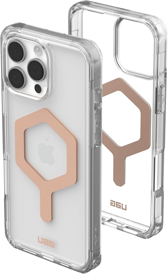 URBAN ARMOR GEAR Plyo MS Case Compatible with Apple iPhone 16 Pro Max Case (Wireless Charging/Magnetic Charging Compatible Drop-Resistant Air-Soft Corners Raised Edge) Ice/Rose Gold