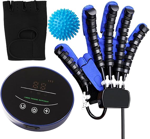 GAOXIAO Rehabilitation Robot Gloves, Finger and Hand Function Rehab Trainer for Stroke Hemiplegia Recovery Equipment, Hand Exerciser Aids Robotic Glove Arthritis Both Finger Orthosis B Right L